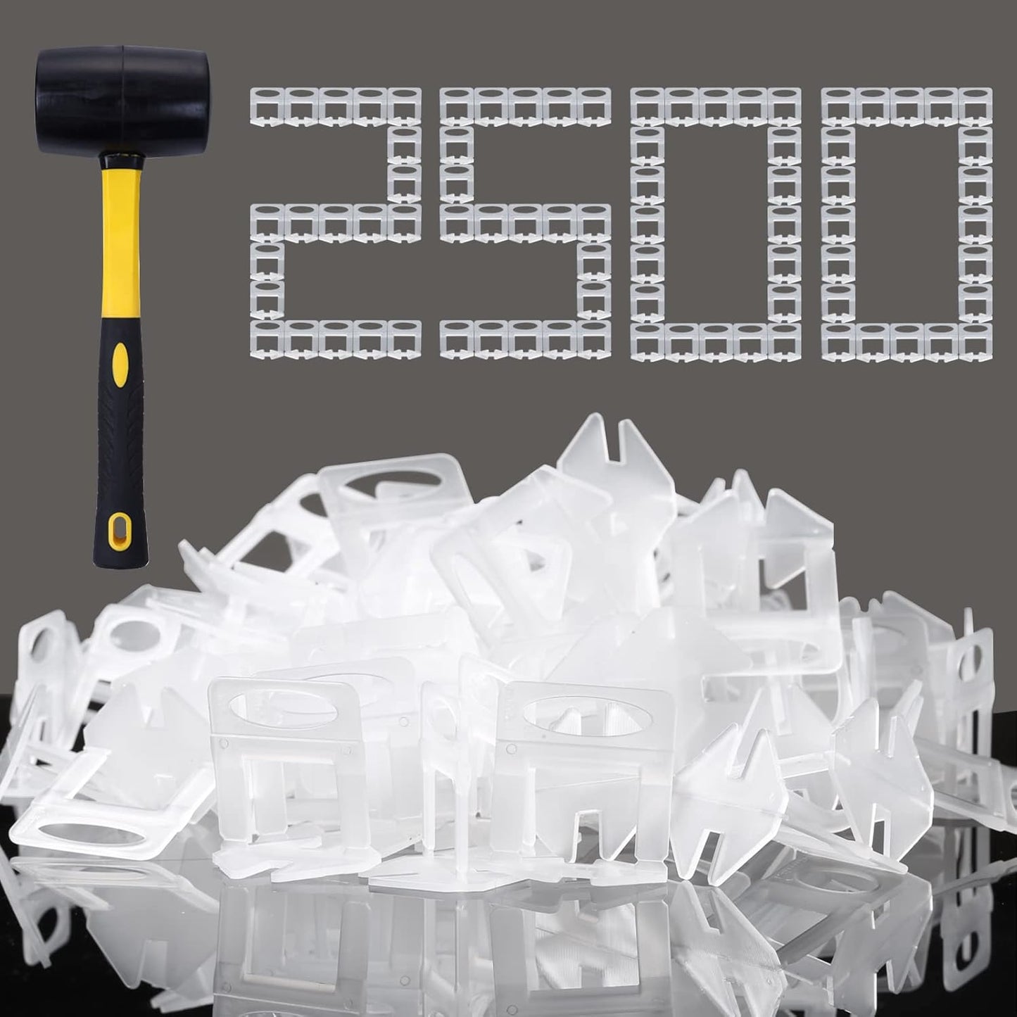 Tile Leveling System Clips and Rubber Mallet for Installation
