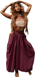 Women's Maxi Boho Skirt in Organic Cotton with Pockets - Bohemian