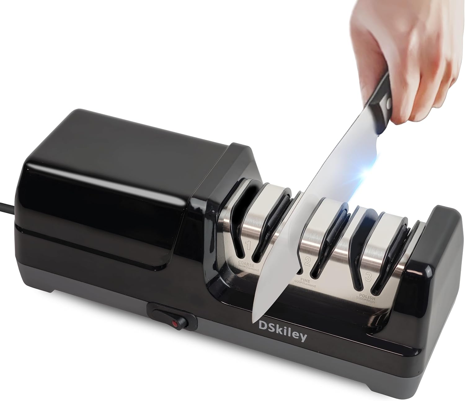 Electric Knife Sharpener for Kitchen with 3-Stage Diamond System