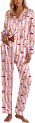 Ekouaer Silk Pajamas for Women Classic Button Down Satin Set - Cozy