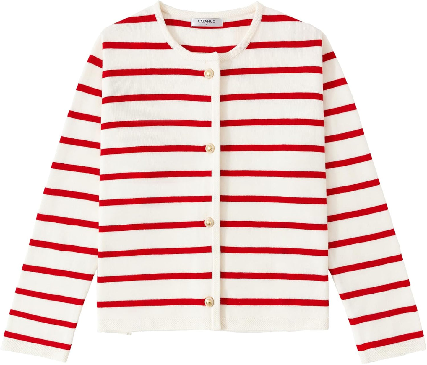 Women's Striped Cardigan Sweater Trendy Long Sleeve Button Down