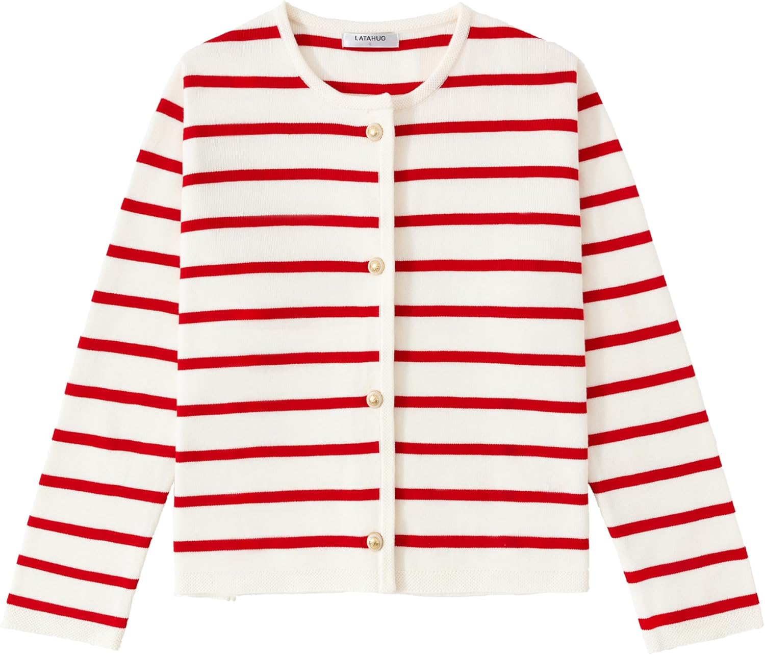 Women's Striped Cardigan Sweater Trendy Long Sleeve Button Down
