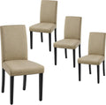 Fabric Parson Dining Chairs Set of 4 - Upholstered Khaki with Solid