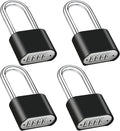 4pcs Combination Lock 4-Digit Heavy Duty Combo Padlock - Long Shackle