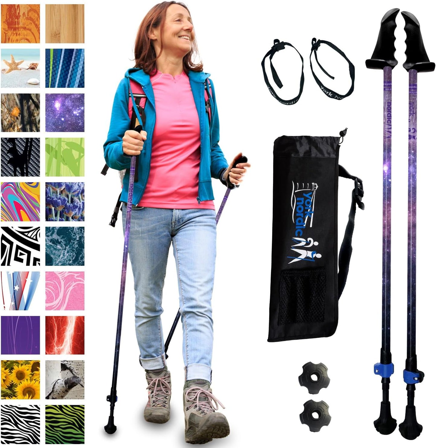 York Nordic Balance Walking Poles - Patented Stability Grips
