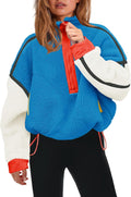 Panadila Womens Half Zip Sherpa Fleece Pullover - Soft, Oversized Fit
