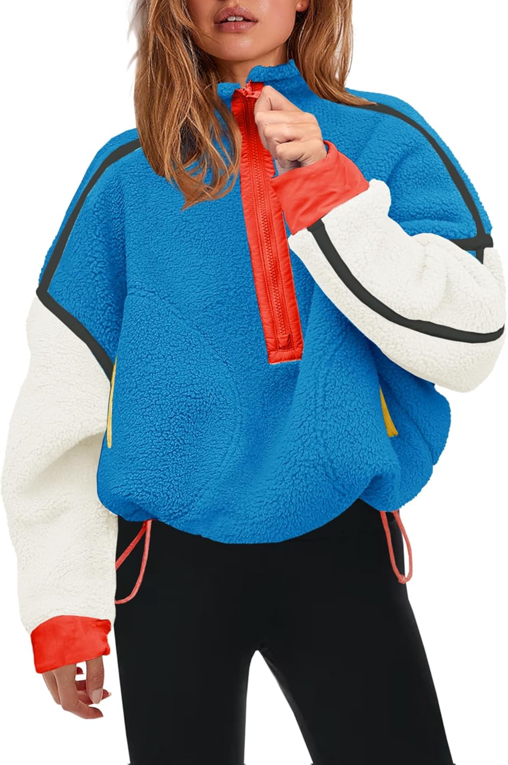 Panadila Womens Half Zip Sherpa Fleece Pullover for Cozy Style