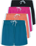 Womens Active Athletic Performance Mesh Shorts 4 Pack - Quick Dry Fit