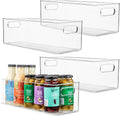 Plastic Food Storage 4 Pack Clear Container Bin with Handles