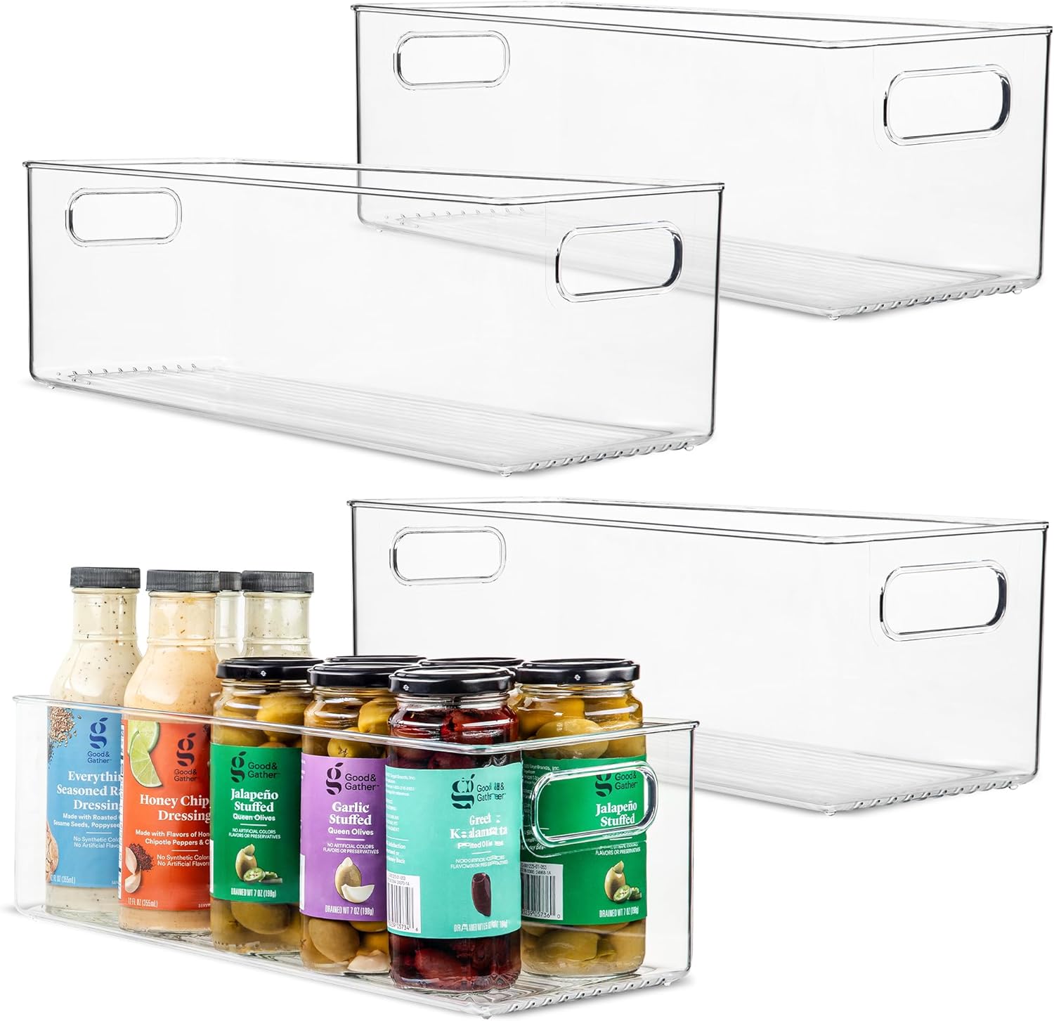 Plastic Food Storage Bins 4 Pack for Kitchen and Pantry Organization