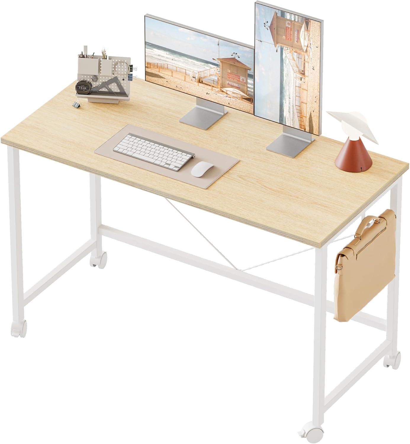 Mericonia Rolling Computer Desk with Wheels for Small Spaces