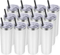 20 oz Skinny Tumblers Bulk 12 Pack - White Vacuum Insulated