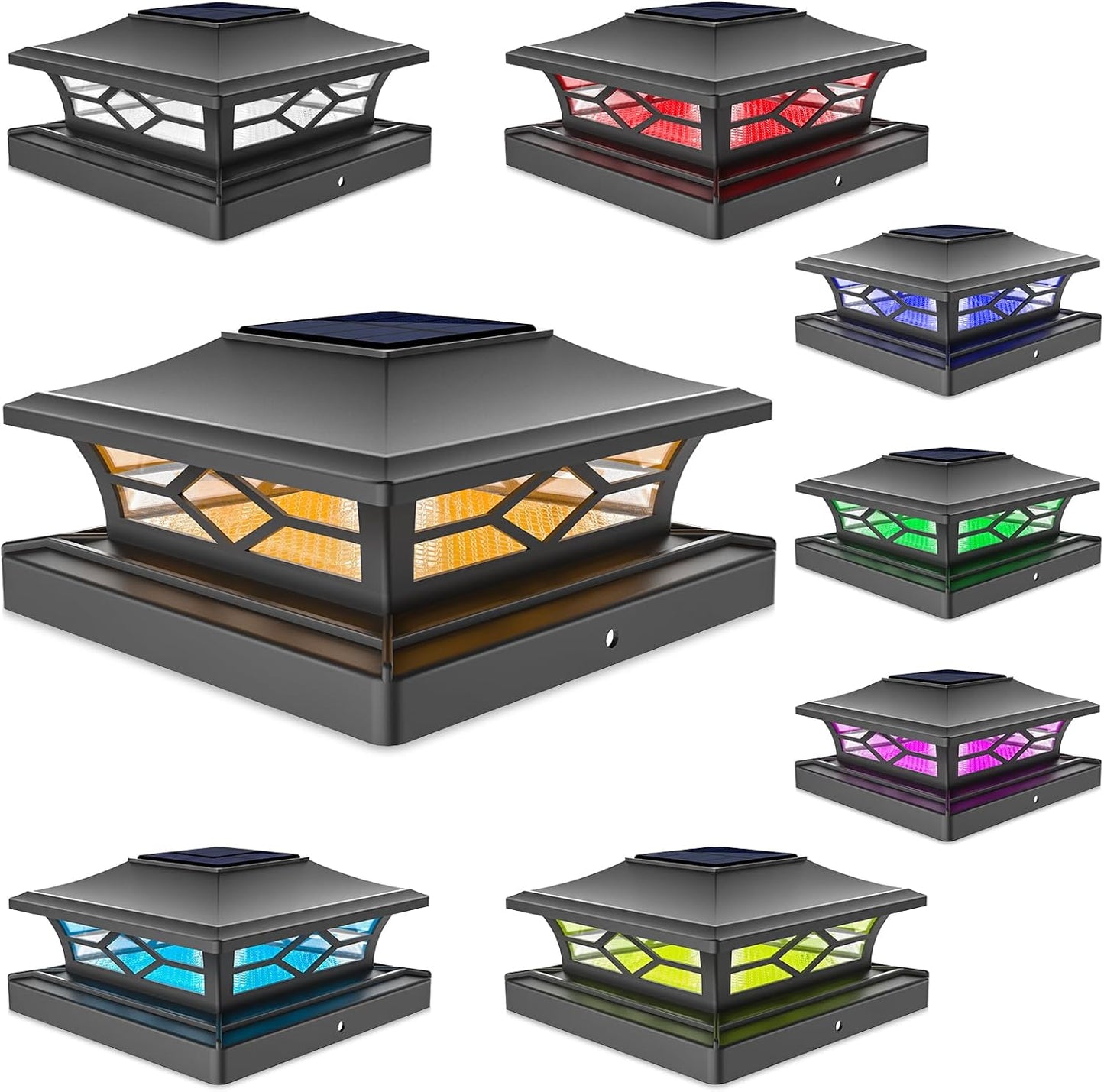 VOLISUN Solar Post Cap Light Outdoor Waterproof RGB Color Changing