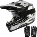 Youth Kids Dirt Bike Full Face Helmet Black Skull - DOT Safe