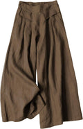 Bianstore Women's Linen Cropped Wide Leg Culottes with Pockets