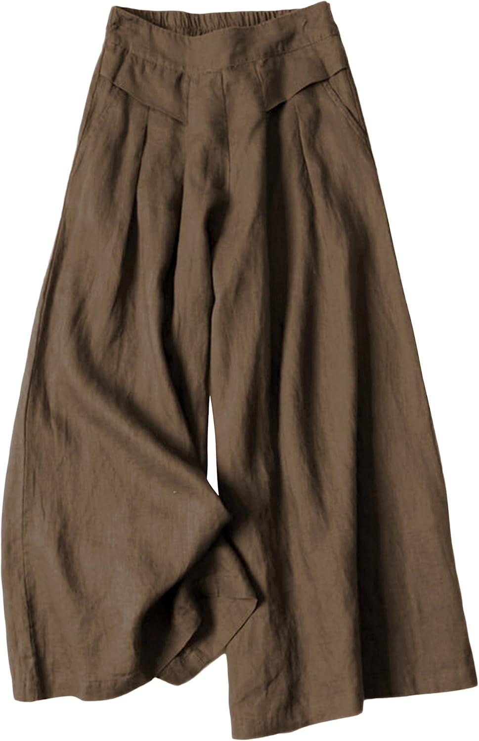 Bianstore Women's Linen Cropped Wide Leg Culottes with Pockets