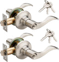 2 Pack Wave Lever Keyed Entry Door Lockset - Right Hand Silver