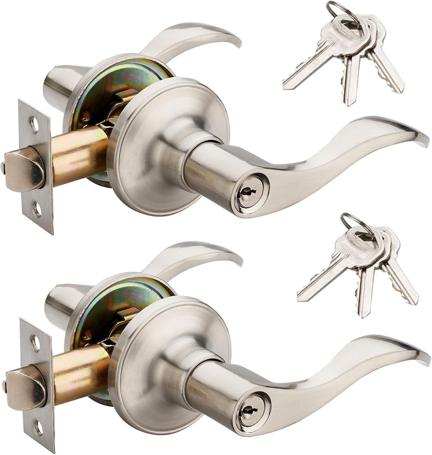 HENYIN Wave Lever Keyed Entry Door Lock Set for Right Hand Doors
