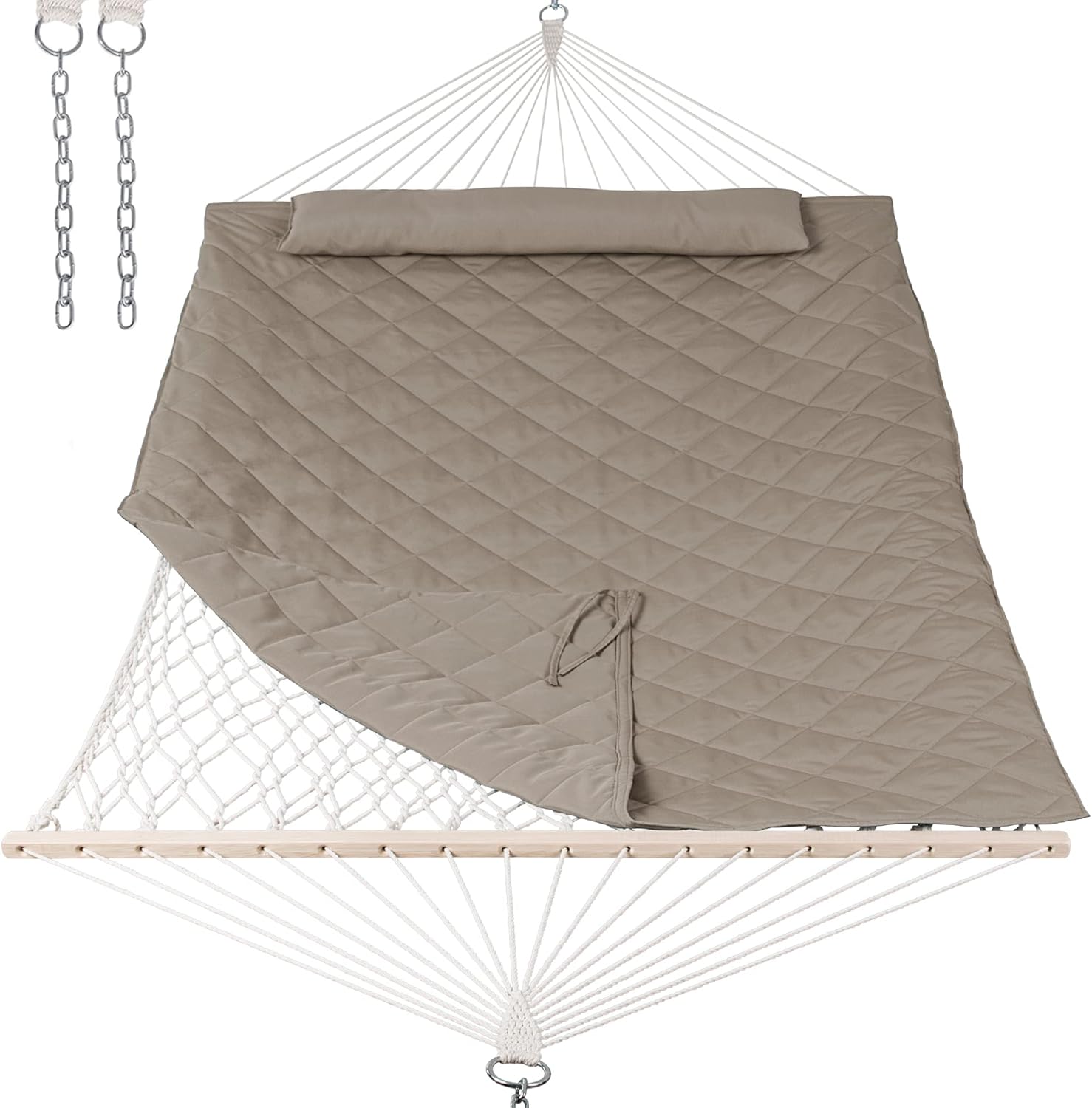 2 Person Hammock with Spreader Bars for Outdoor Relaxation