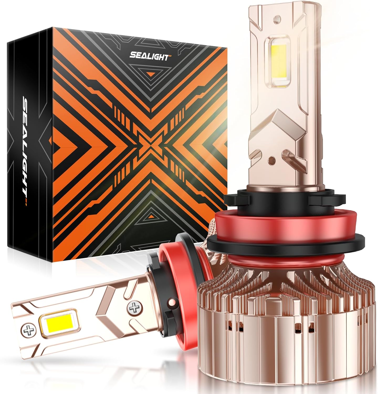SEALIGHT X6S H11/H9/H8 Bulbs 4500K Warm White, 40000LM Ultra Bright