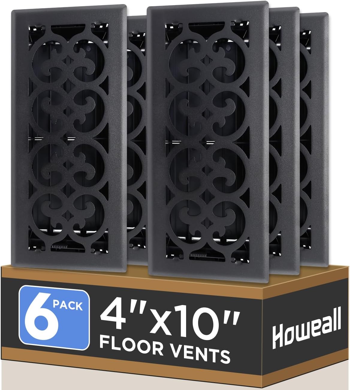 4x10 Inches Heavy Duty Walkable Floor Register - Matte Black