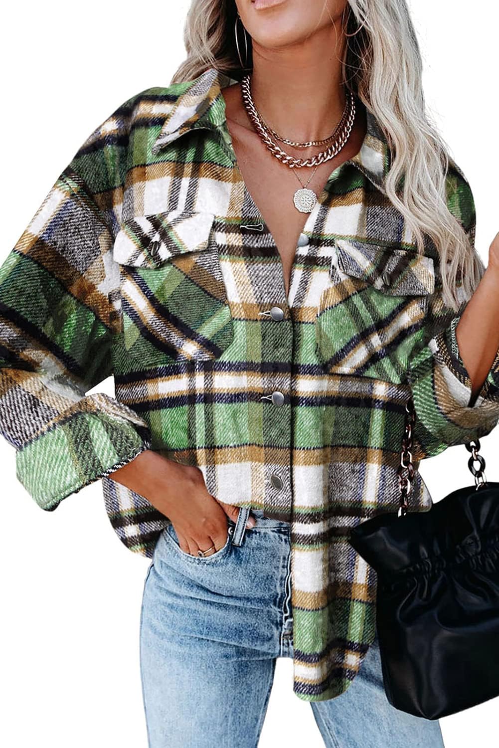 Magritta Womens Button Down Oversized Blouses with Pockets