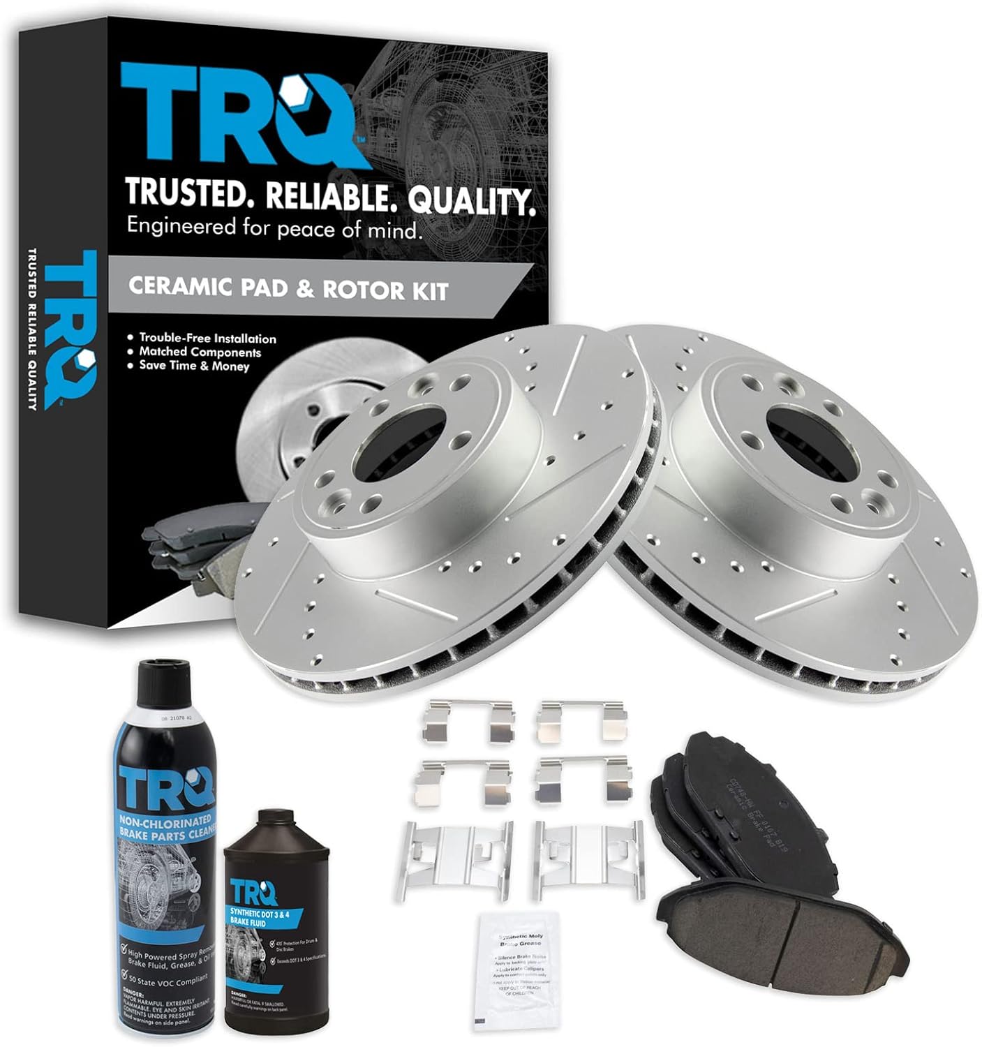 TRQ Front Performance Brake Pad & Rotor Kit for Ford Vehicles