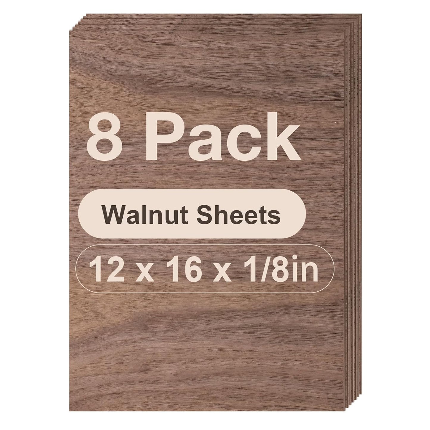 8 Pack Walnut Plywood Sheets for Laser Cutting and DIY Crafts
