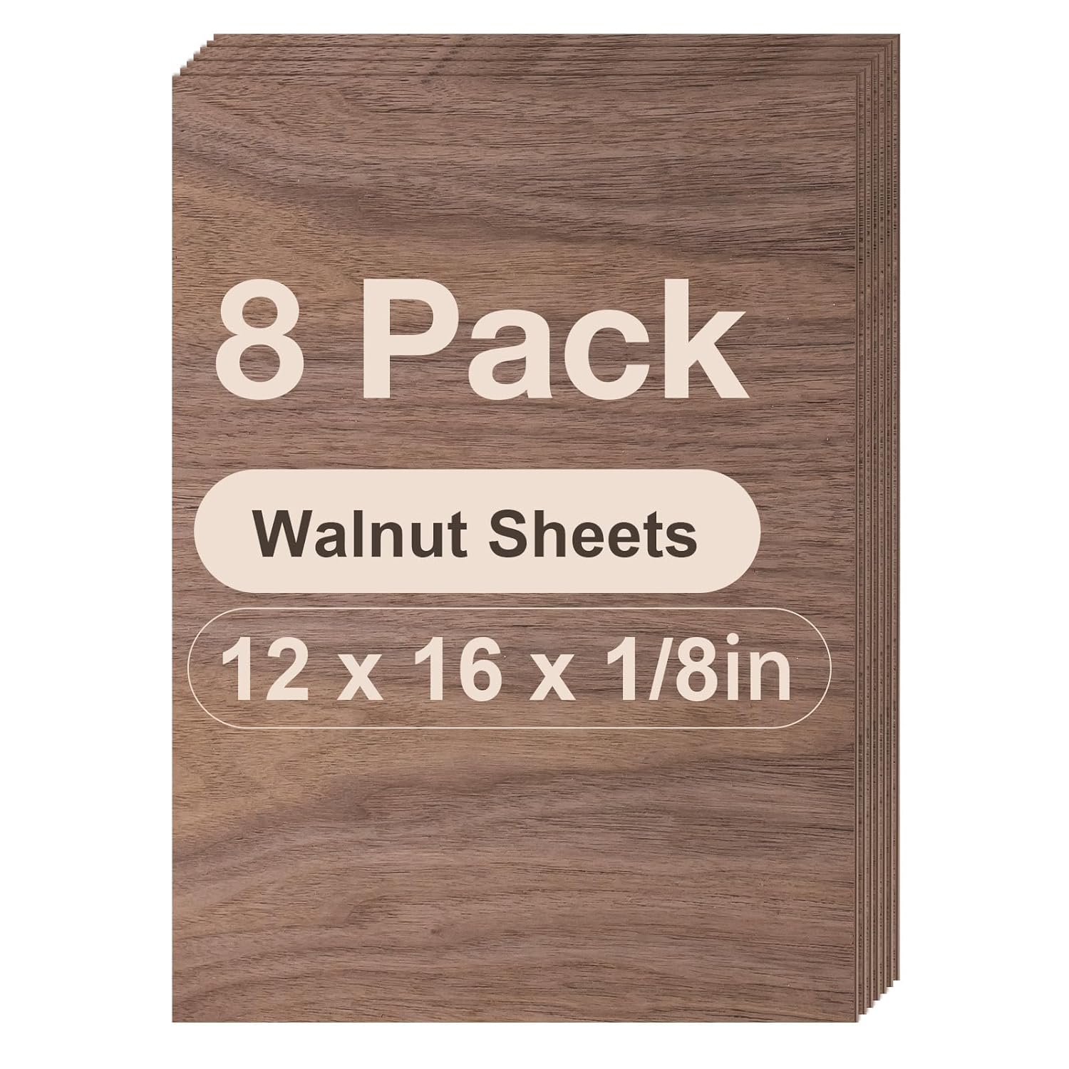 8 Pack Walnut Plywood Sheets for Laser Cutting and DIY Crafts