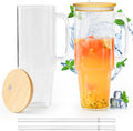 Glass Cups with Lids and Straws 40 oz Tumbler - Wide Mouth, Handle