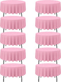 Pink Round Tablecloths 90 in 10 Pack - Washable Seamless Linen