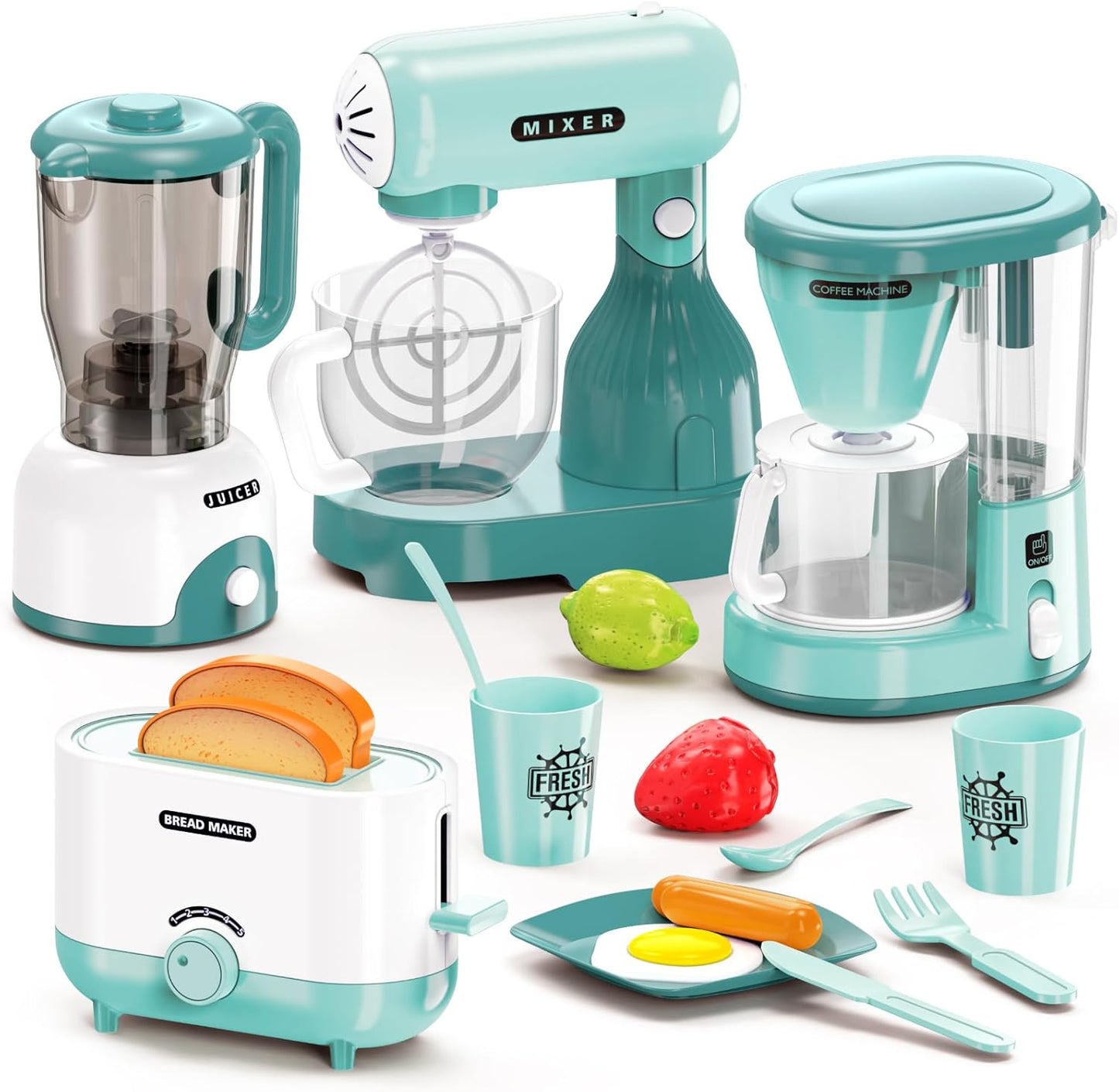 Kids Play Kitchen Accessories Set with Light & Sound Features