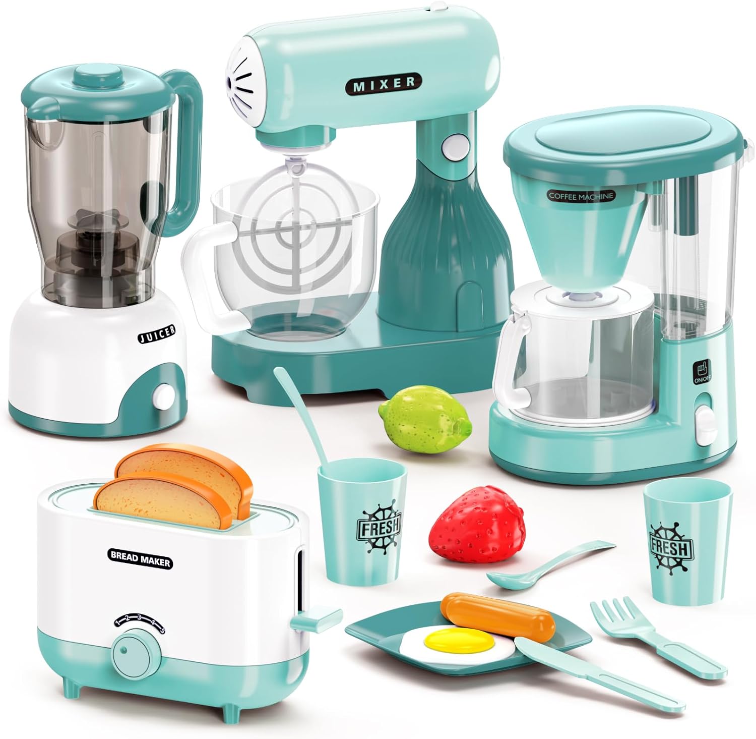 Kids Play Kitchen Accessories Set with Light & Sound Features