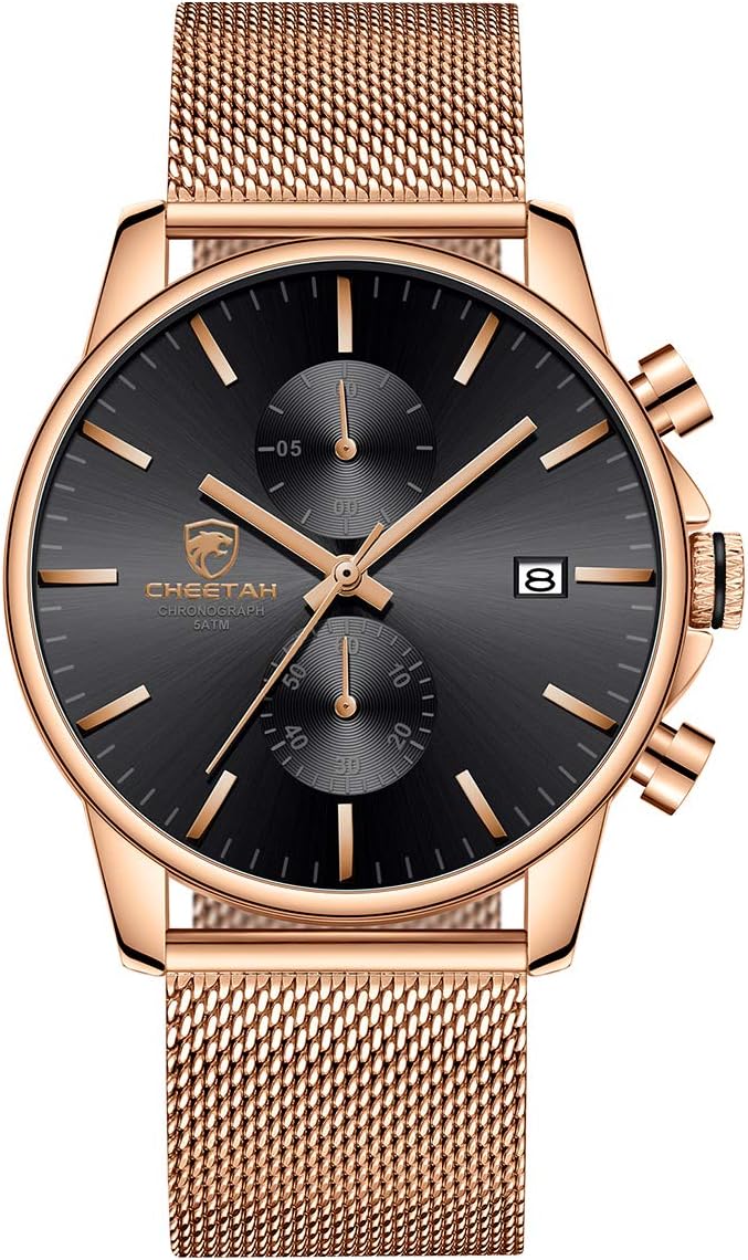 GOLDEN HOUR Mens Watch Sleek Minimalist Quartz Analog Design