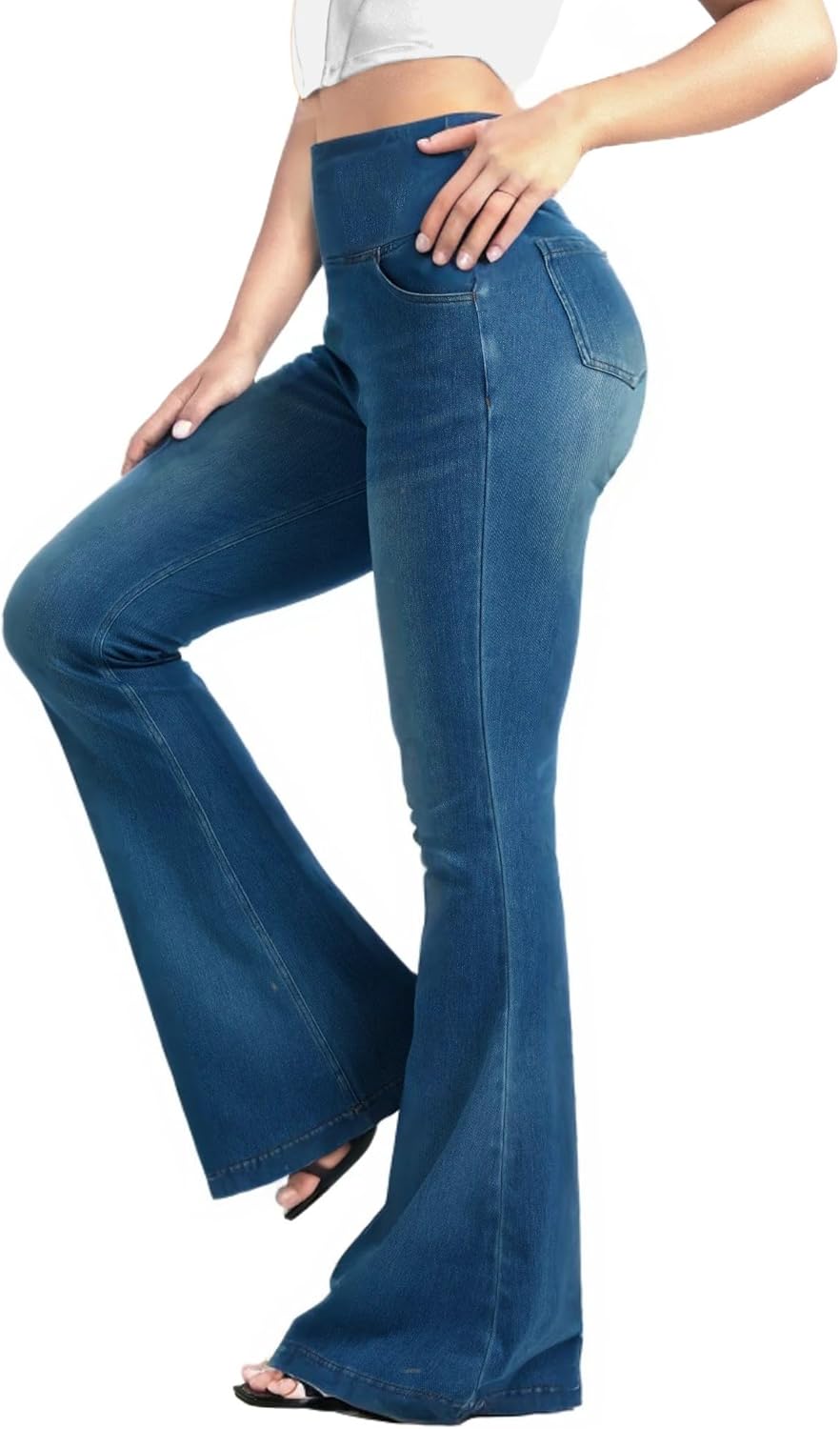 BlueRose Knit Stretchy Flare Jean for Women with Pockets