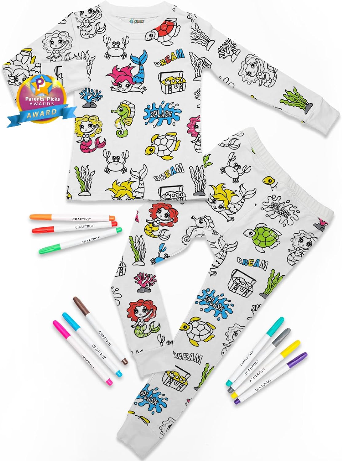 Craftikit Kids Coloring Pajamas - Color Your Own Fun PJs Set