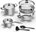 Pots and Pans Set 12-Piece Stainless Steel Cookware Set - Induction