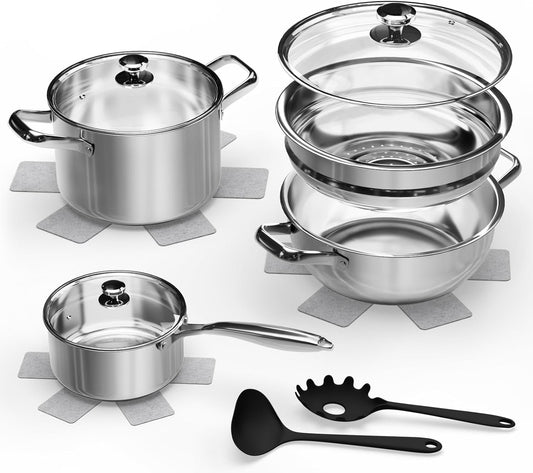 12-Piece Stainless Steel Cookware Set for Every Kitchen Need