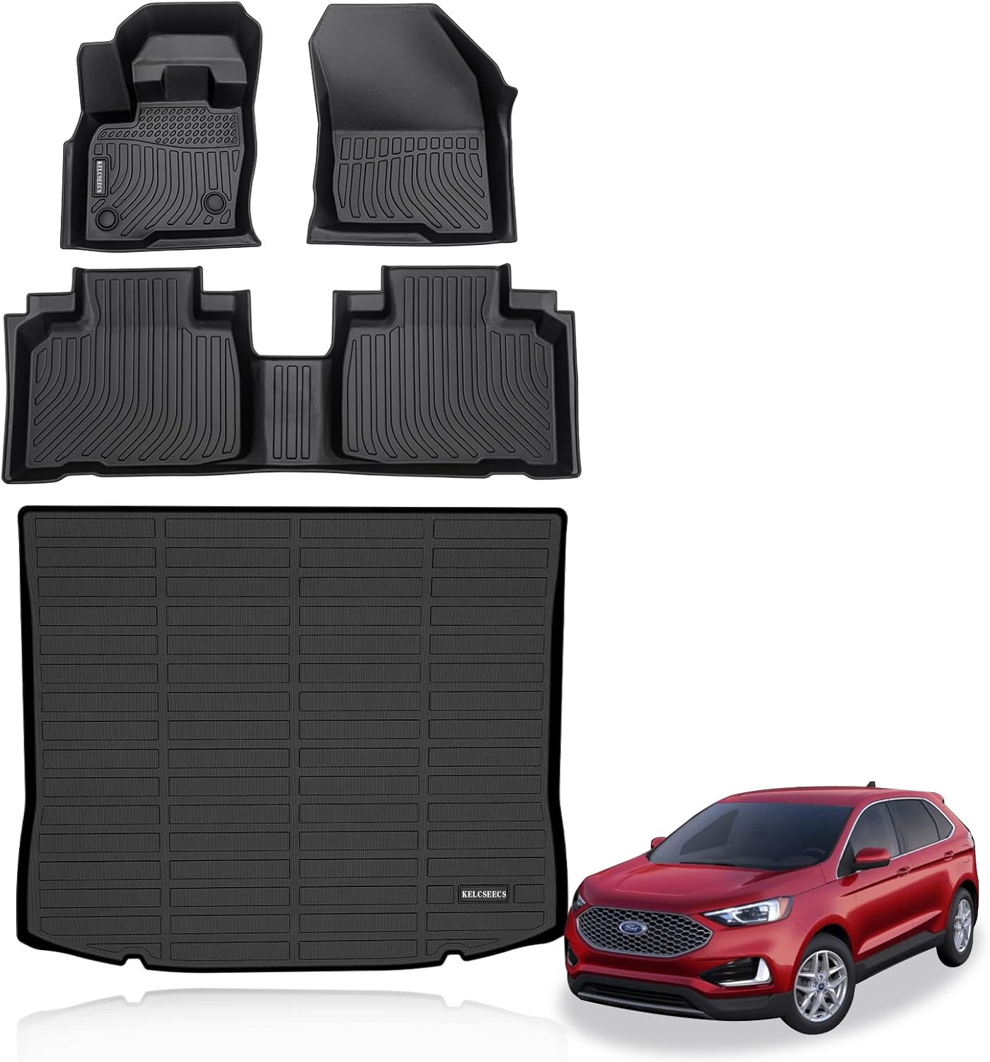KELCSEECS Floor Mats for Ford Edge 2015-2024 All Weather Protection