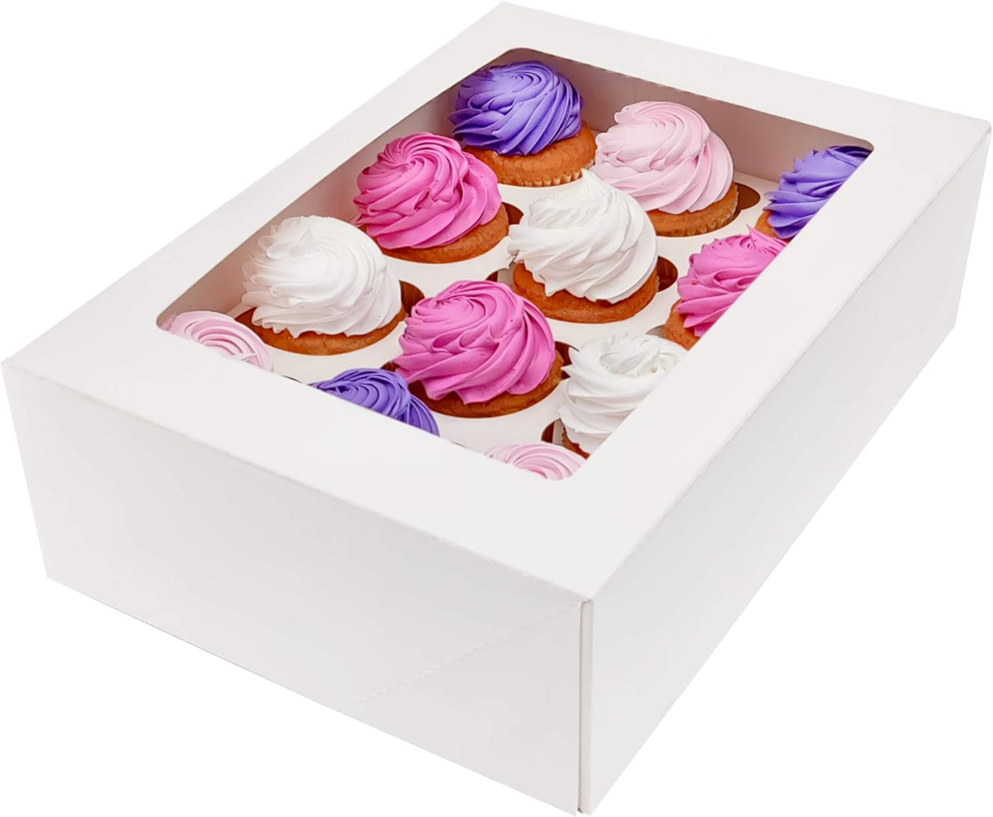 BAKELUV Cupcake Boxes - 50 Pack with Clear Window Design