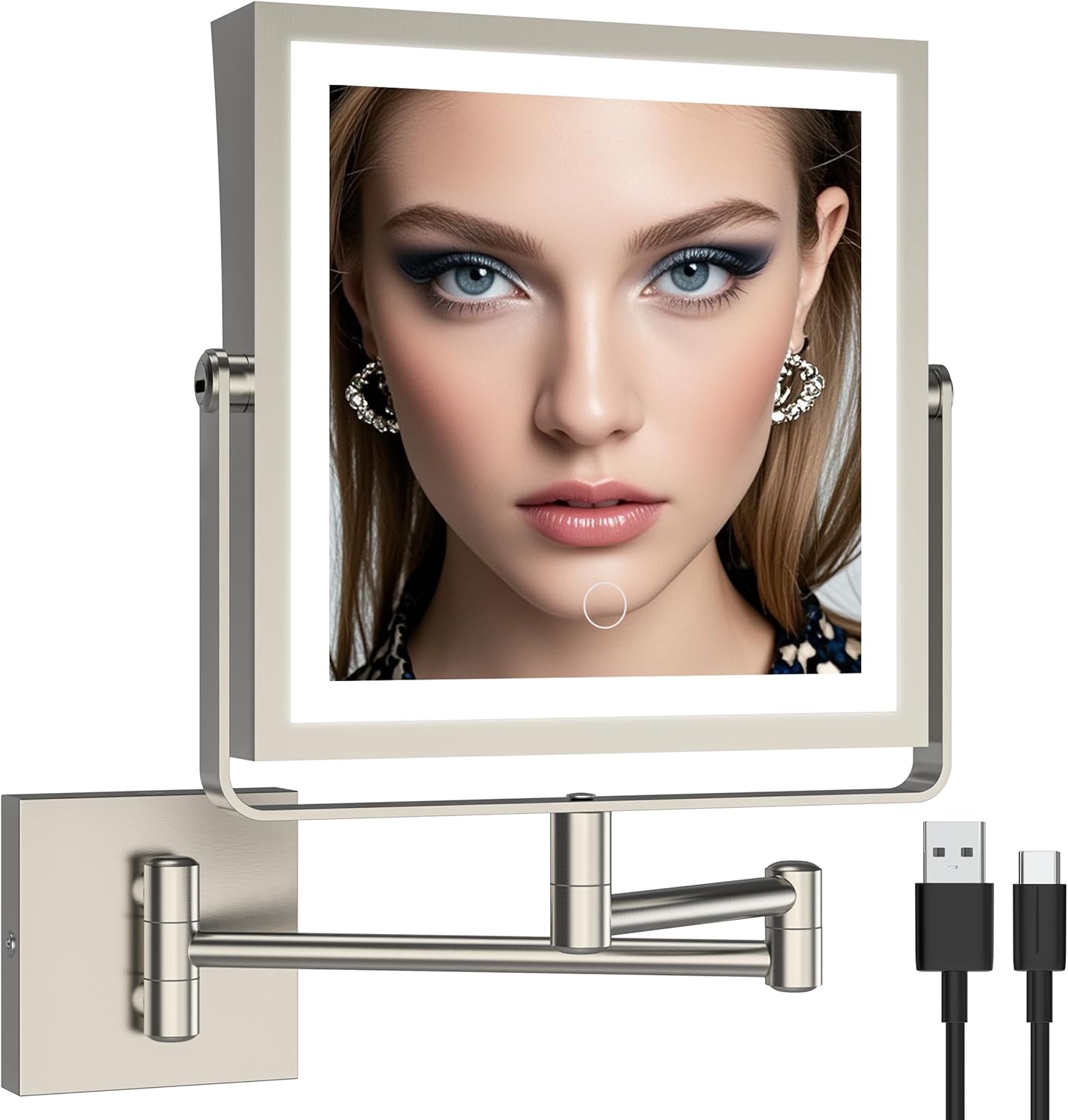 Ruacq Rechargeable Wall Mounted Makeup Mirror with Lights