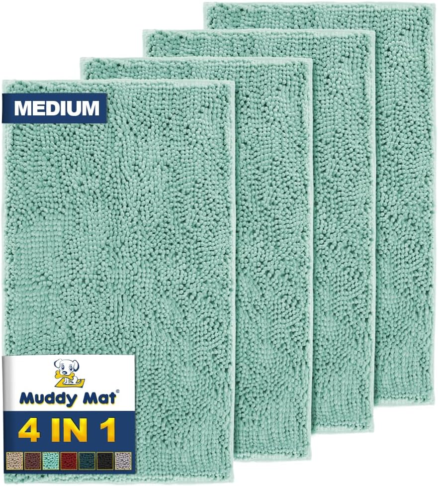 Muddy Mat 4-Piece Seafoam Green Microfiber Door Mat Set