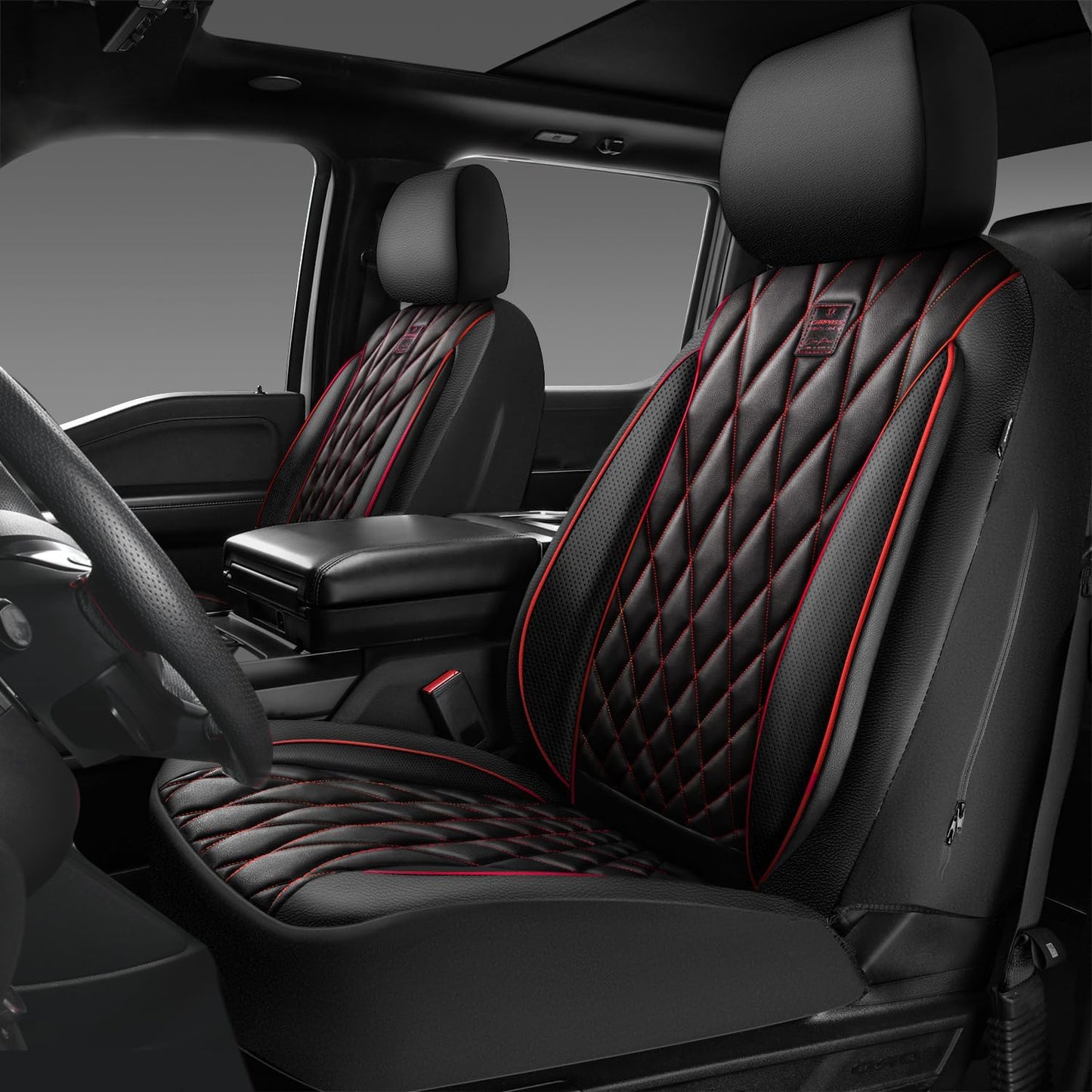 CAR PASS Luxury PU Leather Waterproof Front Seat Covers for SUVs