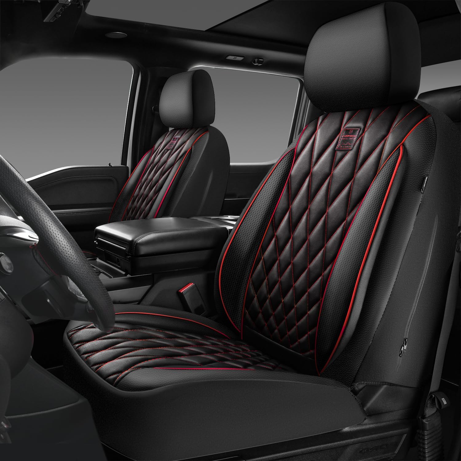 CAR PASS Luxury PU Leather Waterproof Front Seat Covers for SUVs