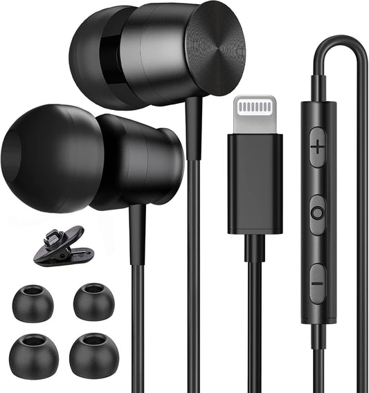MFi Certified Lightning Earbuds with Mic - Enhanced Sound Quality