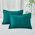 100% Cotton Quilted Pillow Sham King Size Set of 2 - Soft Dark Green