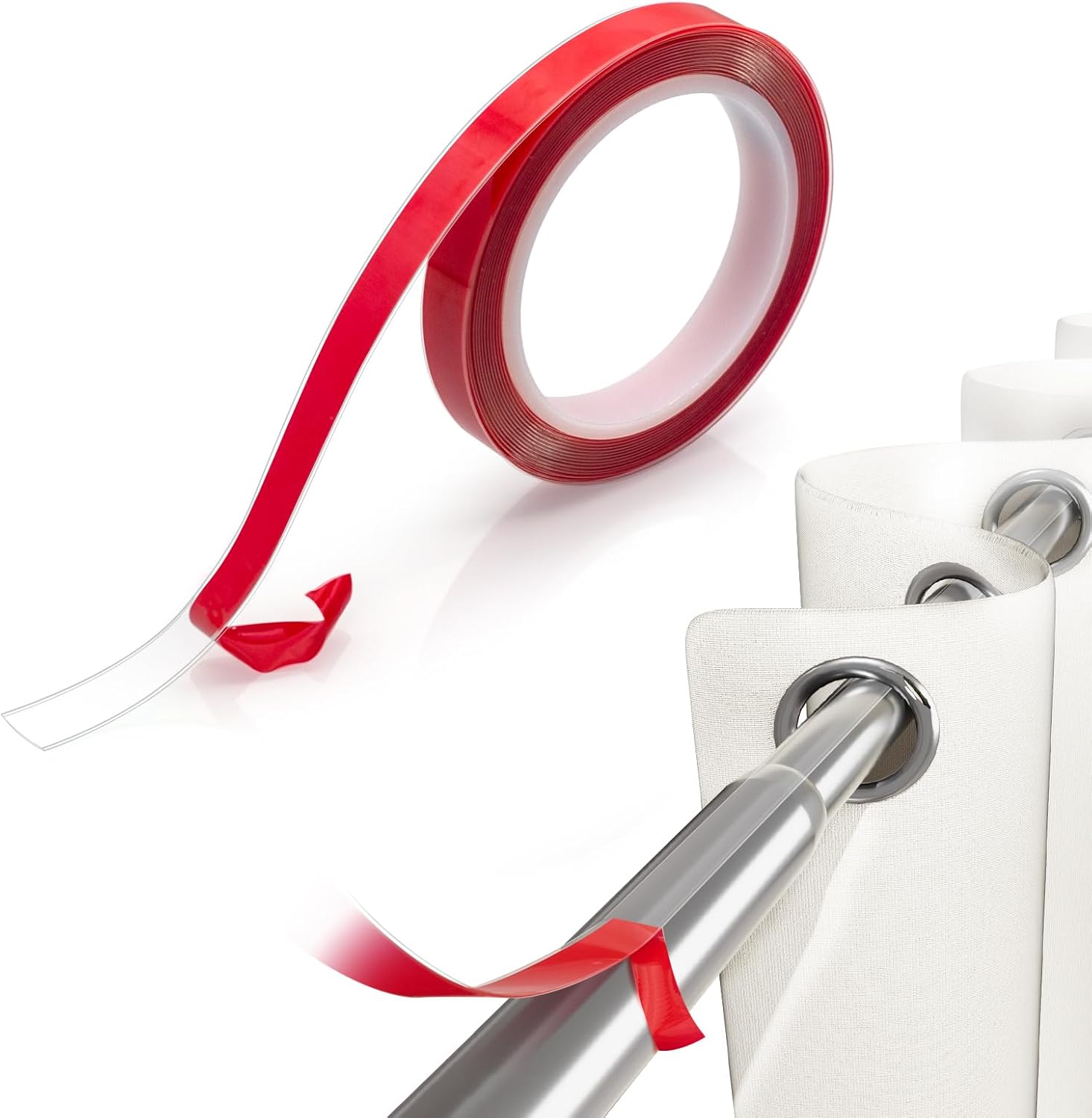 Clear Silent Curtain Rod Tape - Smooth Slide for Drapery Rings by Koxuky