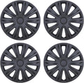 16ft Hubcaps Set of 4 Matte Black Wheel Rim Covers - Easy Snap-On Fit