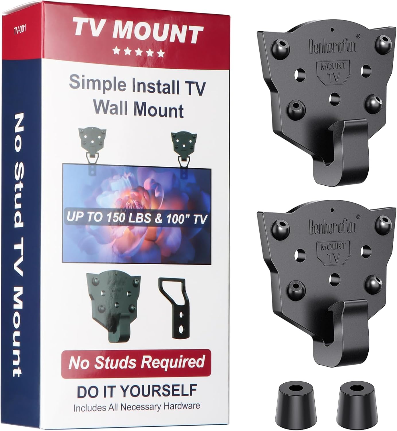 No Stud TV Wall Mount for 26-100 Inch TVs - Easy Install Option