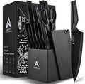 Knife Set with Block - 15-Piece German High-Carbon Steel Knife Set